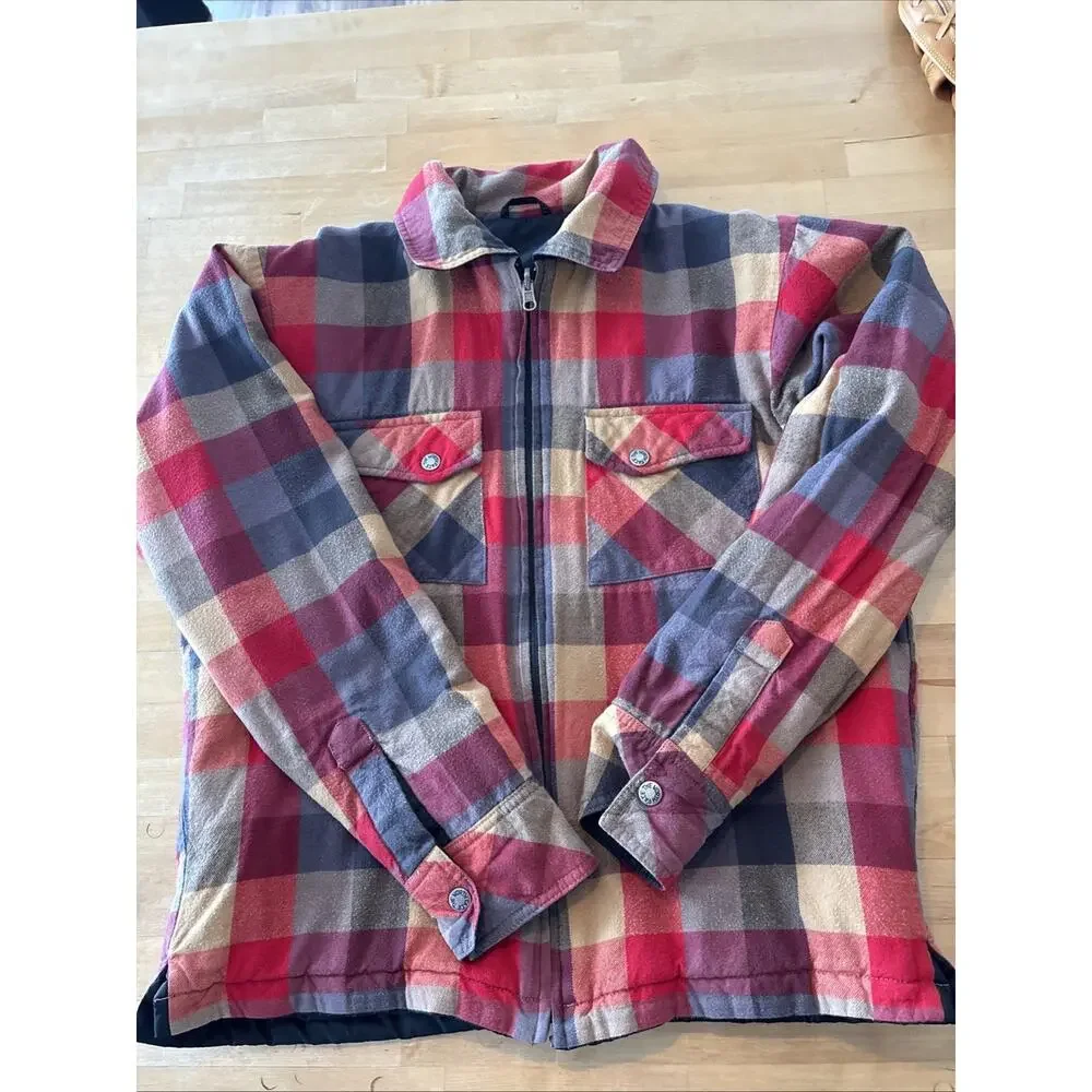 The North Face reversible padded jacket black and buffalo plaid flannel Medium